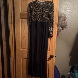 Beeson River Animal Print and Black Long Sleeve Dress